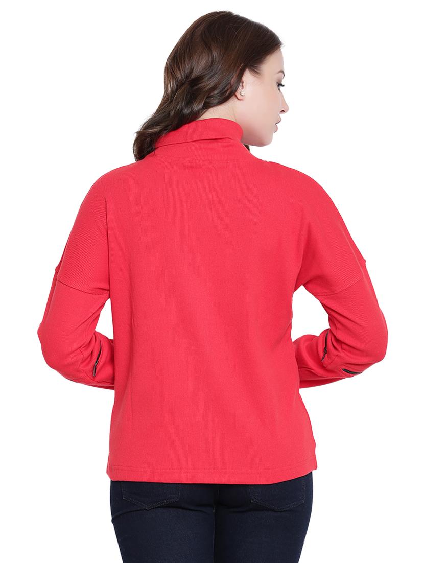 red cotton stylised sleeves sweatshirt - 12369846 - Standard Image - 3