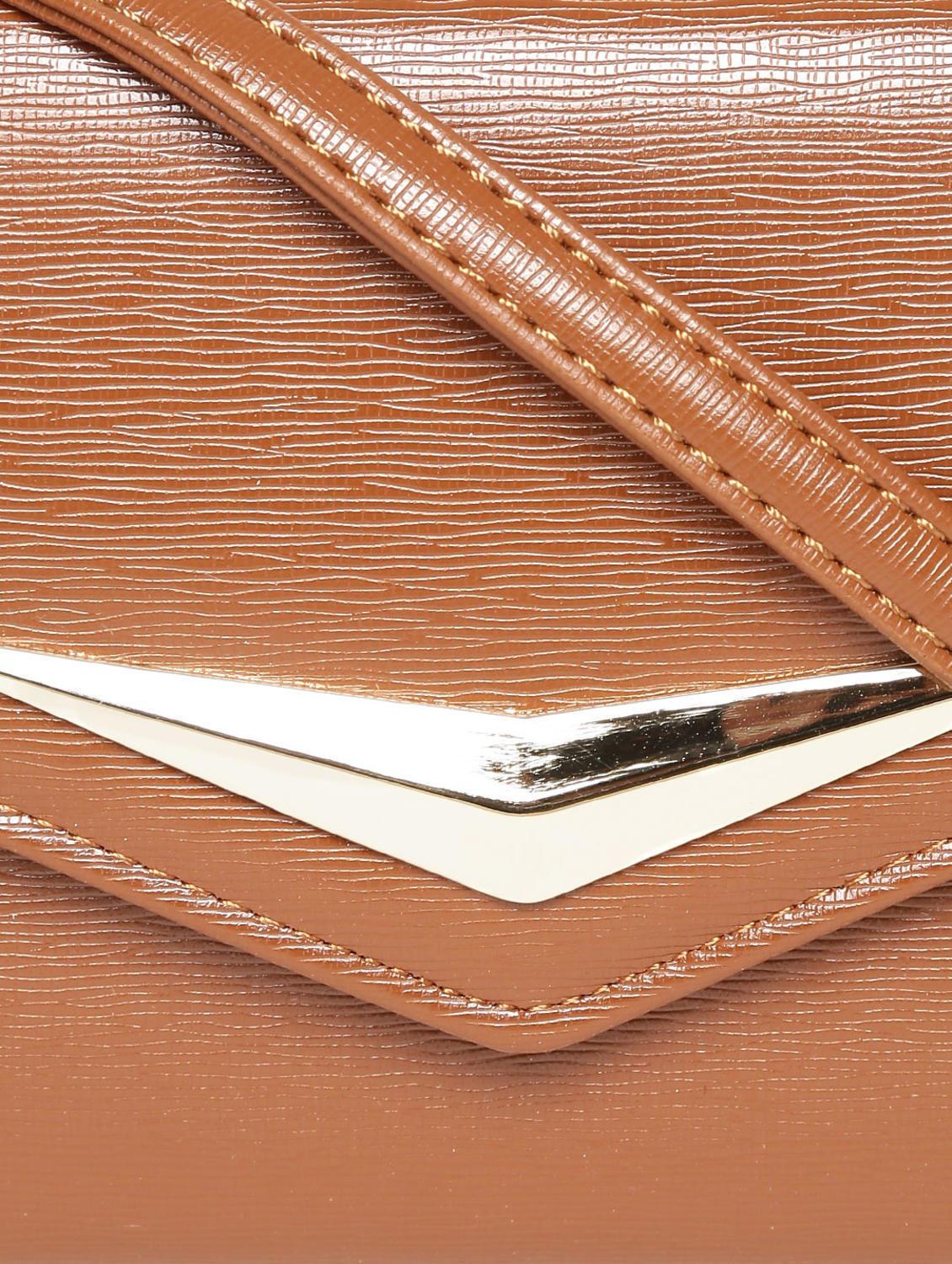 brown leatherette textured sling bag - 12370193 - Standard Image - 3