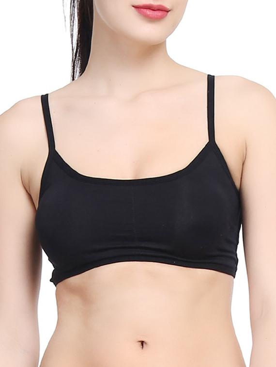 black cotton bralette - 12372258 -  Zoom Image - 0