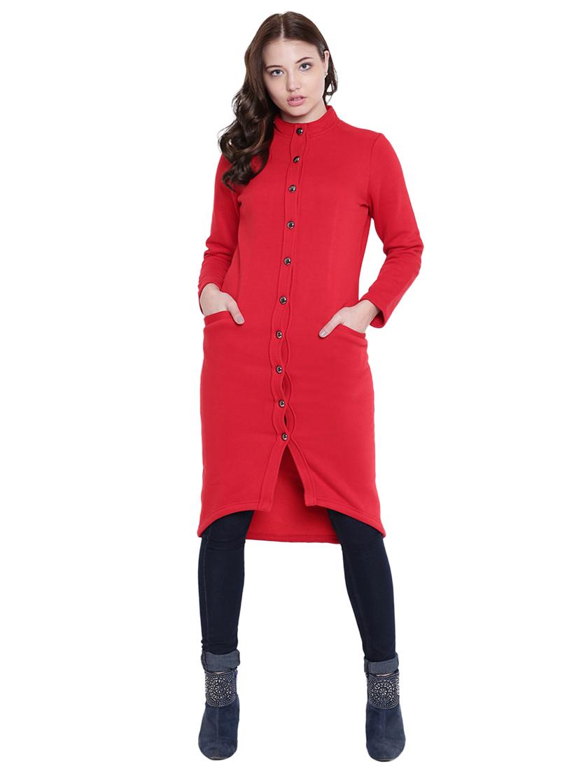 mandarin neck button up high low tunic  - 12375435 -  Zoom Image - 0