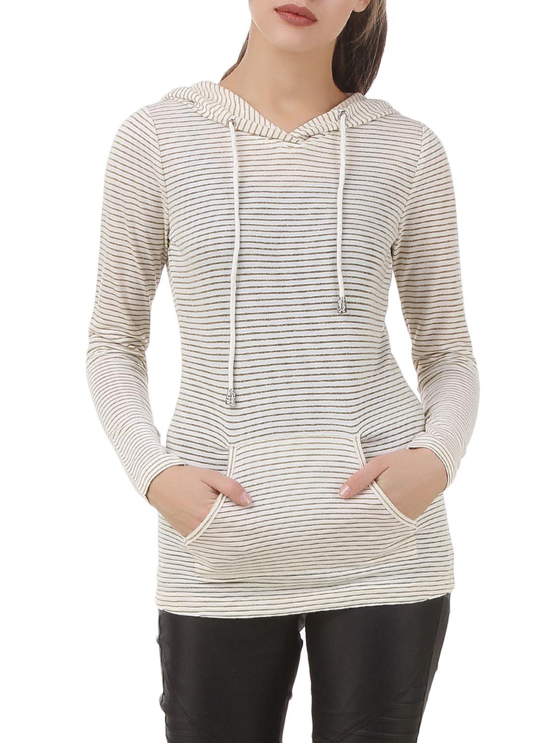 hooded neck striped sweatshirt - 12375453 - Zoom Image - 0