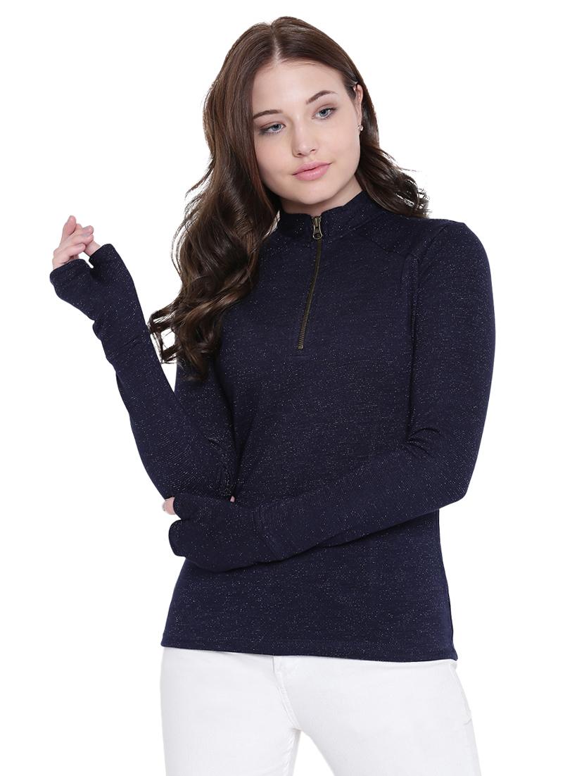navy blue cotton pullover - 12375454 - Zoom Image - 0