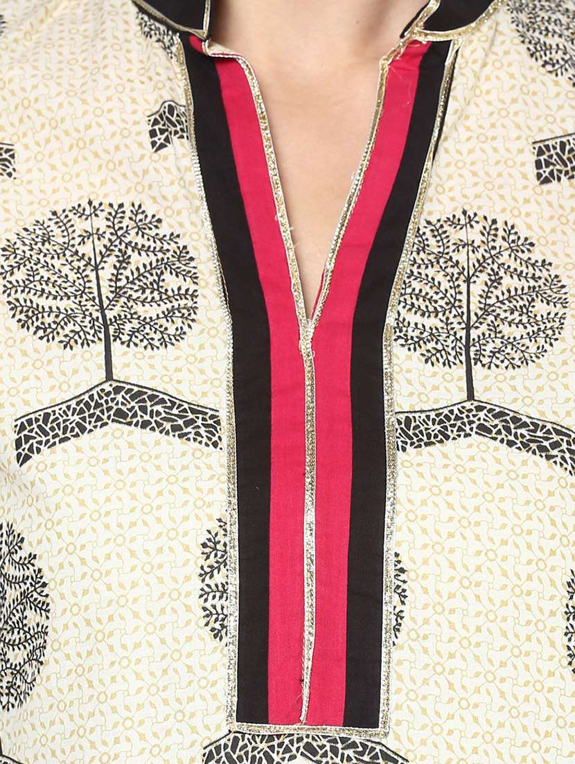 beige viscose straight kurta - 12377142 -  Standard Image - 3