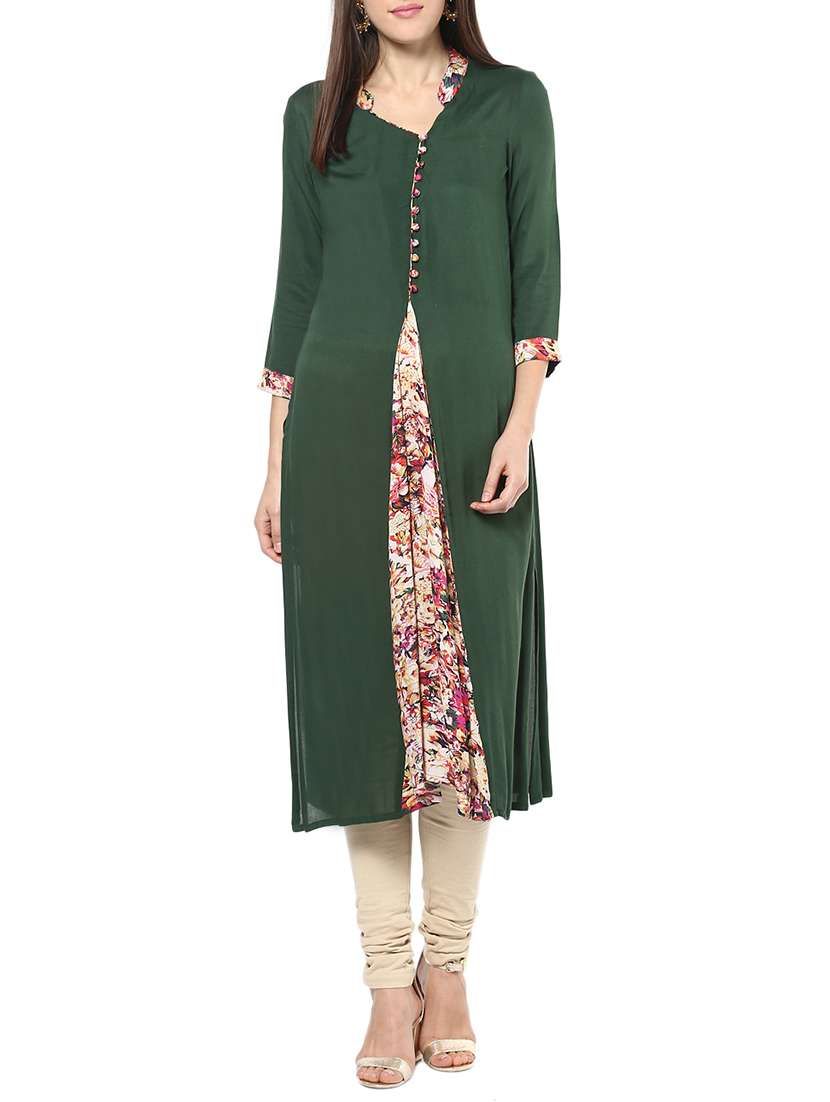 green viscose straight kurta