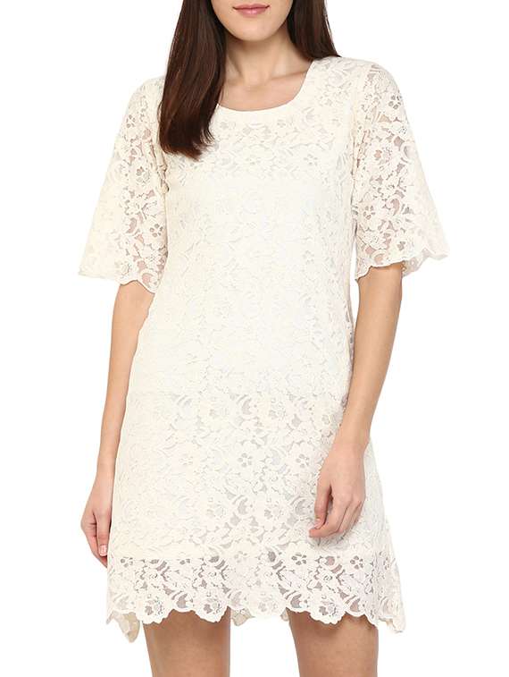 solid white lace shift dress - 12392071 - Zoom Image - 0