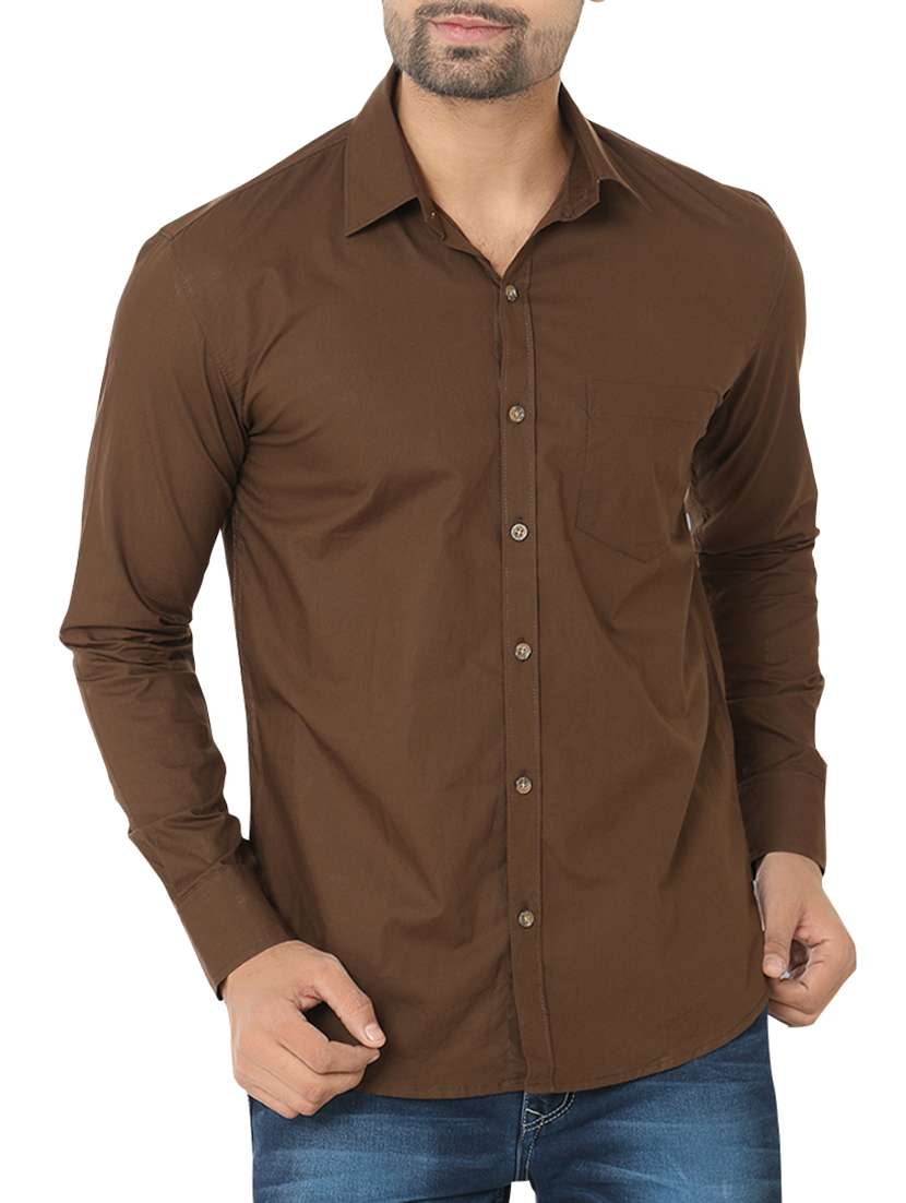 brown cotton casual shirt