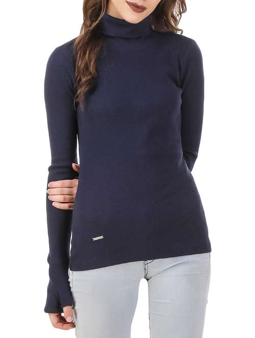 navy blue cotton pullover - 12403221 - Standard Image - 0