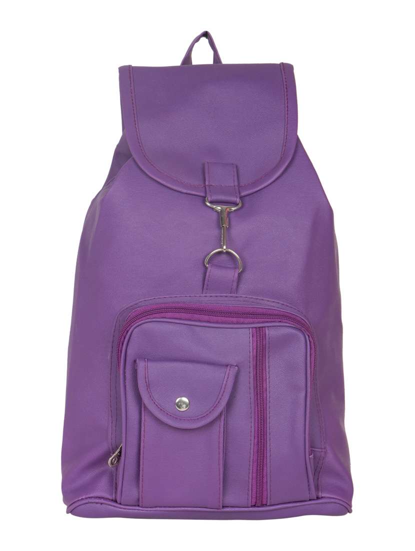 purple leatherette backpack