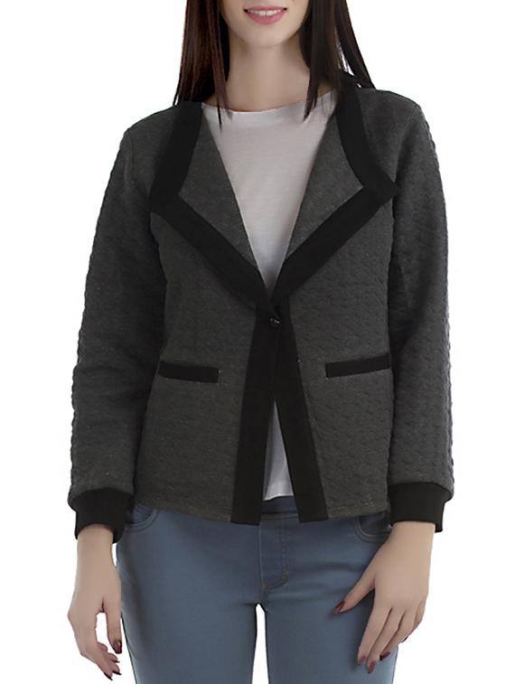 solid grey quilted blazer - 12405993 - Zoom Image - 0