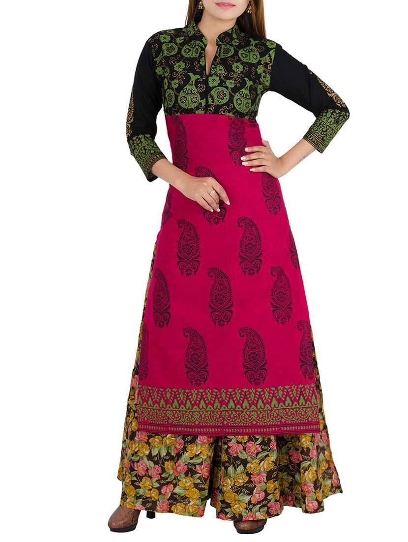 pink cotton straight kurta