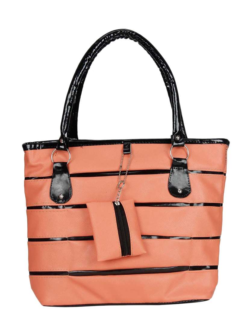 orange synthetic leather handbag