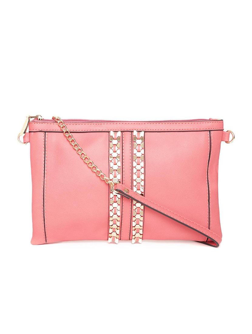 pink leatherette embellished sling bag - 12416267 -  Zoom Image - 0