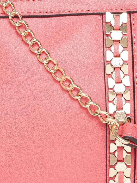 pink leatherette embellished sling bag - 12416267 - Standard Image - 3