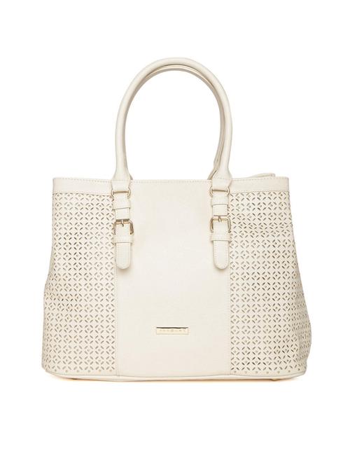 off white leatherette cutwork handbag - 12416936 -  Standard Image - 0