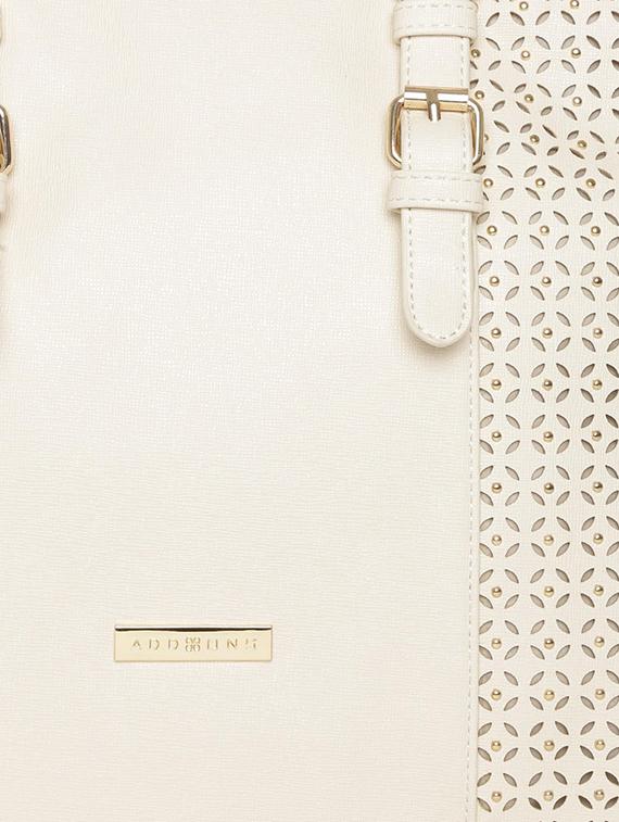 off white leatherette cutwork handbag - 12416936 - Standard Image - 3