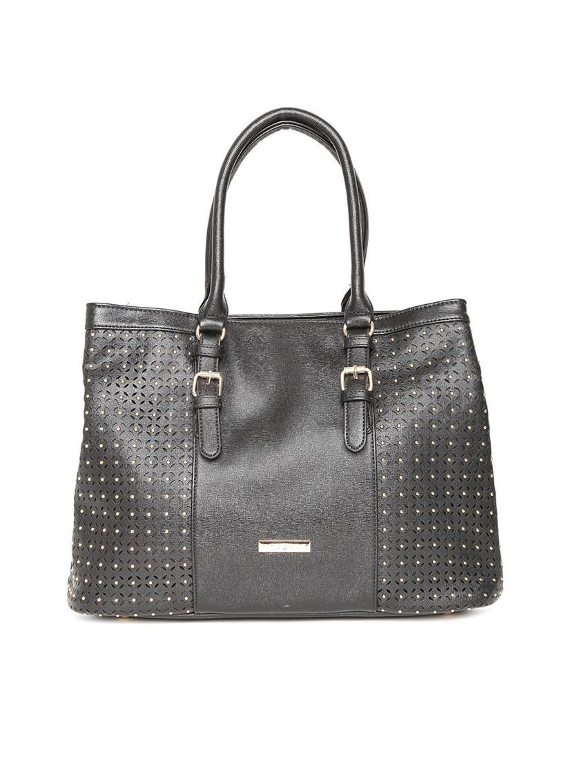 black leatherette cutwork handbag - 12416937 -  Zoom Image - 0