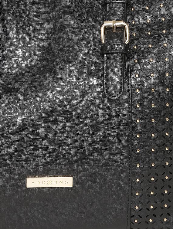 black leatherette cutwork handbag - 12416937 - Standard Image - 3
