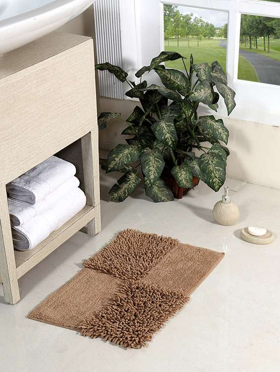homefurry beige quadgraze cotton bath mat