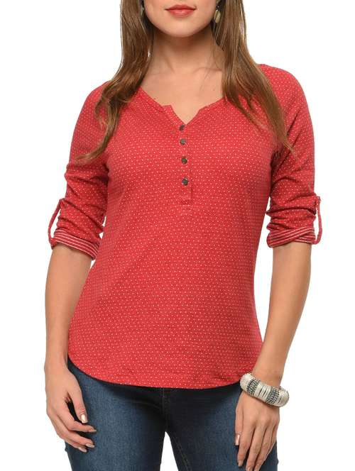 red cotton top - 12420570 -  Standard Image - 0