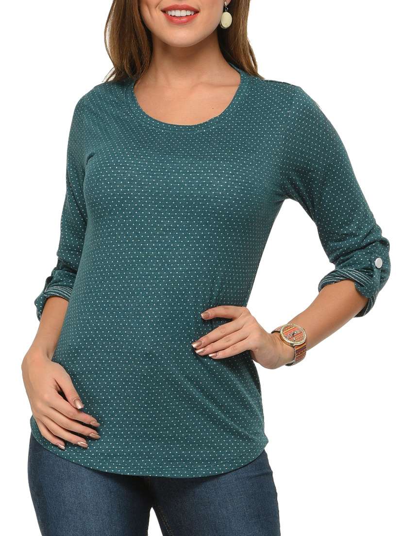 green cotton regular top