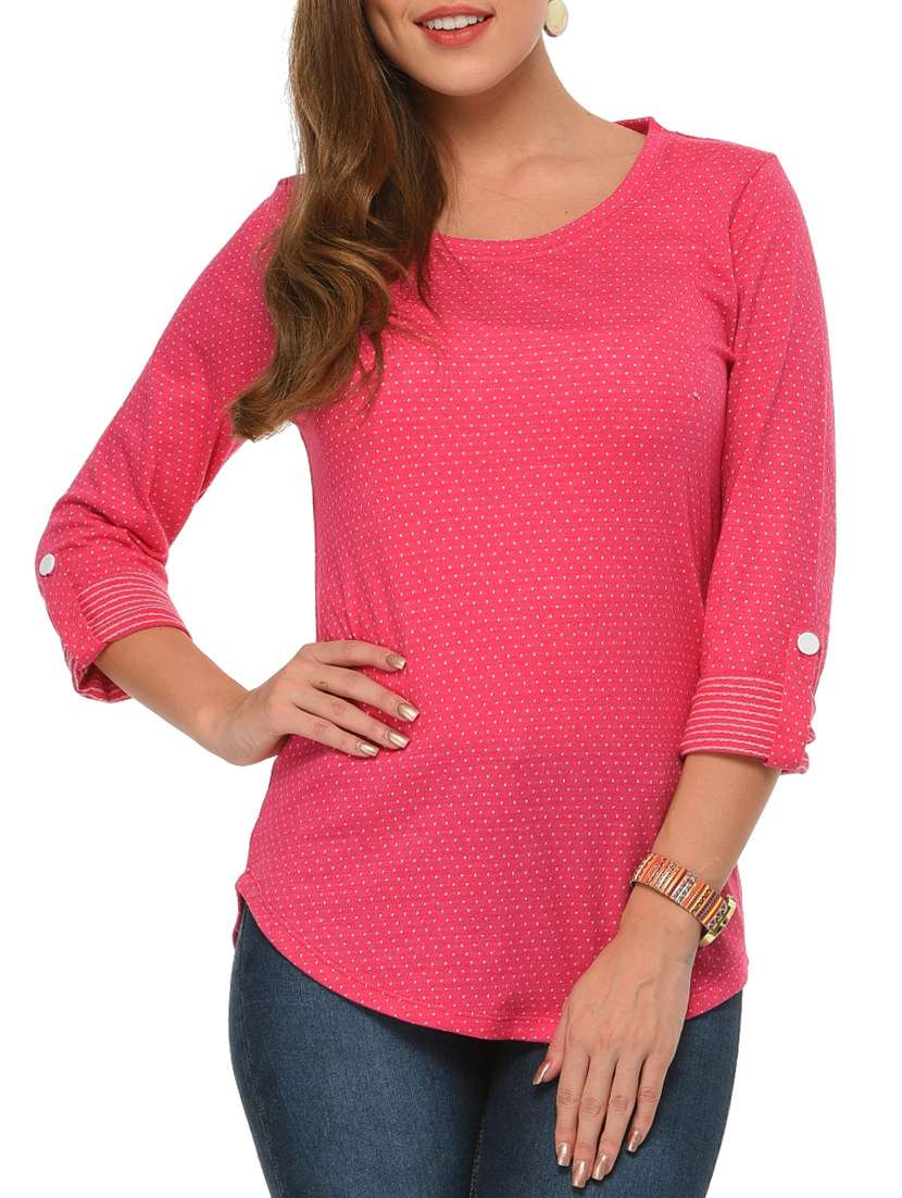 pink cotton regular tshirt