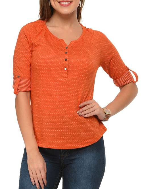 orange cotton regular top - 12421343 -  Standard Image - 0
