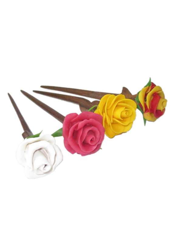 hand made wooden juda pin with procelain clay work