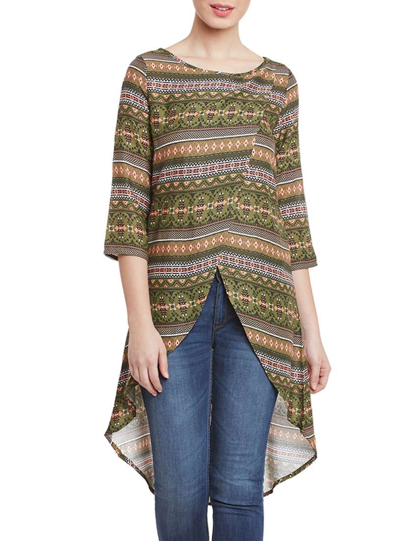 green viscose asymmetric kurta
