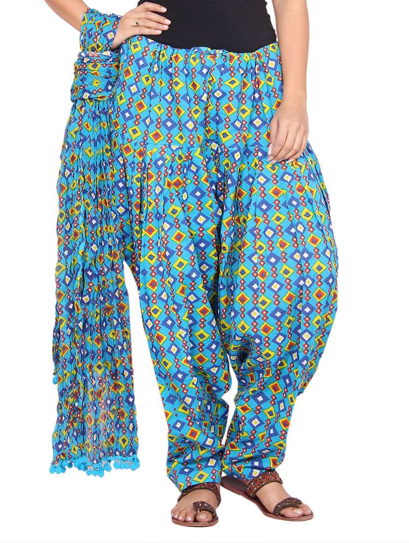 blue cotton salwar dupatta set