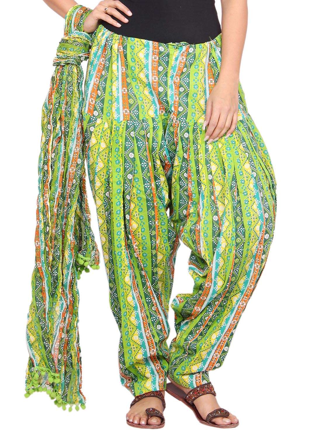 green cotton salwar dupatta set