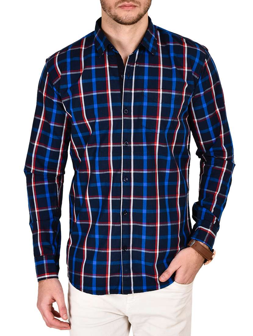 blue cotton casual shirt