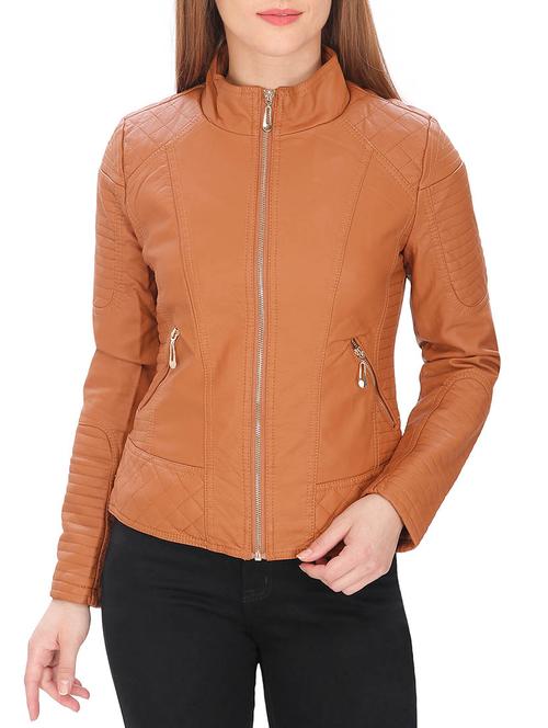 brown faux leather jacket - 12431952 -  Standard Image - 0