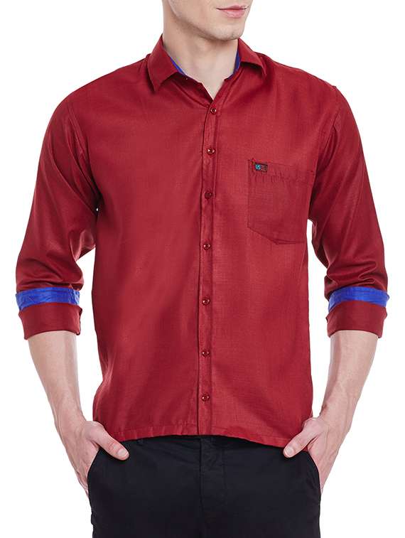 red cotton casual shirt
