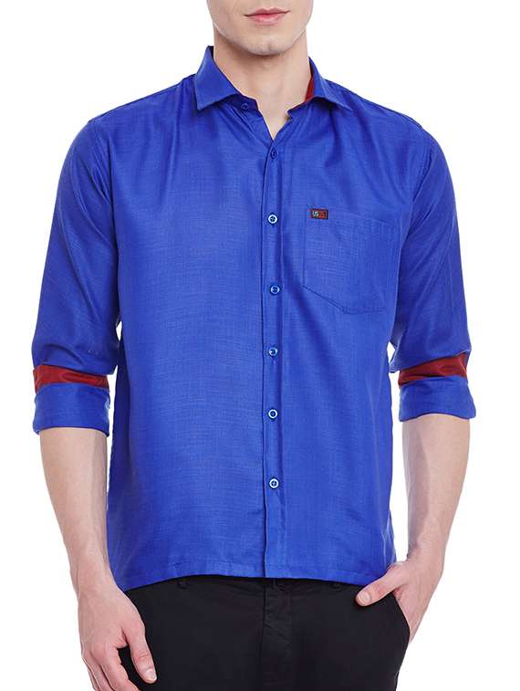 dark blue cotton casual shirt