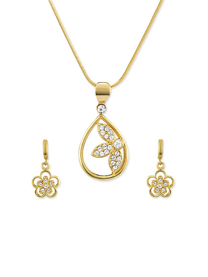gold brass pendant and earrings set