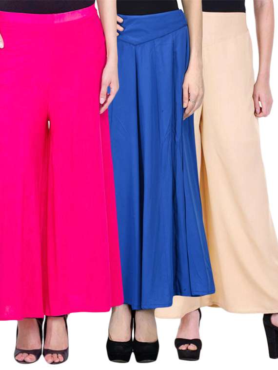 set of 3 multicolored crepe palazzos