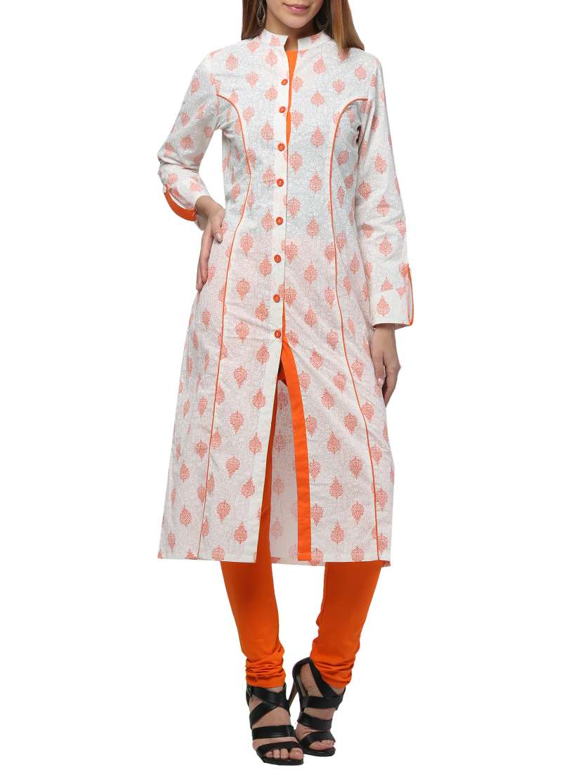 white cotton a-line kurta