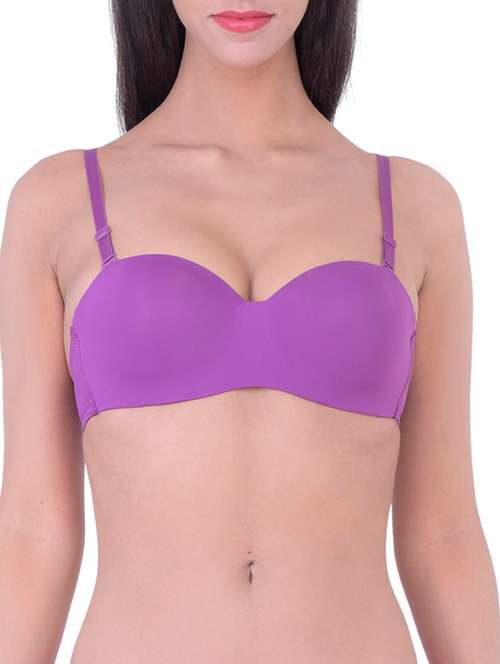 purple cotton balconette bra - 12455821 - Standard Image - 0