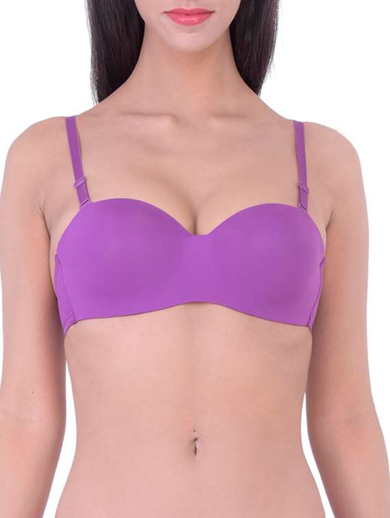 purple cotton balconette bra - 12455821 - Zoom Image - 0