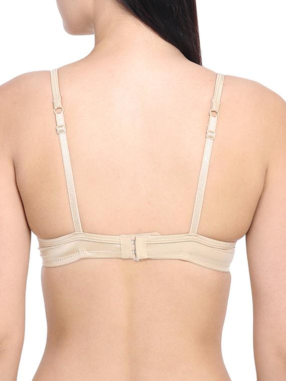 beige cotton plunge bra - 12455828 - Standard Image - 3