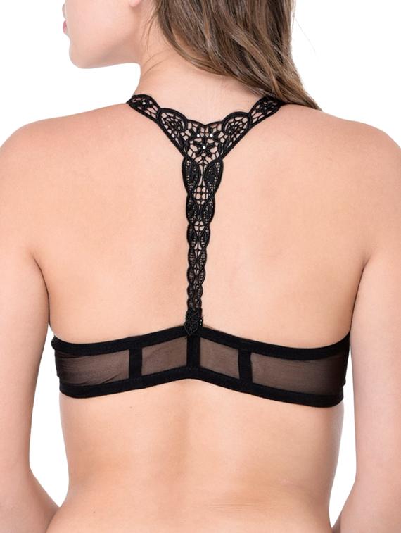 black cotton front open bra - 12455842 - Standard Image - 3