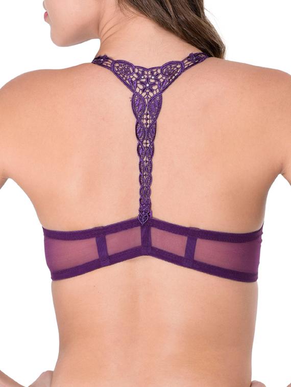 purple cotton front open bra - 12455846 - Standard Image - 3