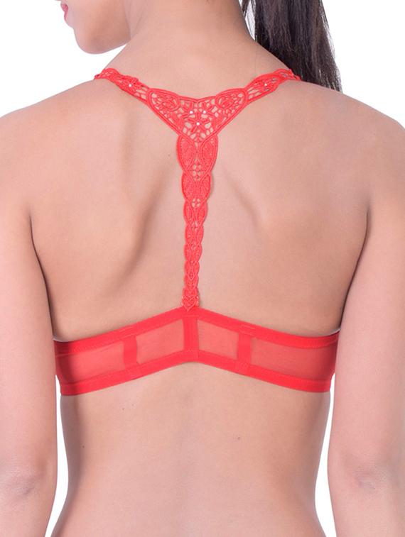 coral pink cotton front open bra - 12455849 - Standard Image - 3