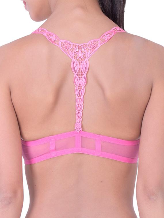 pink cotton front open bra - 12455850 - Standard Image - 3