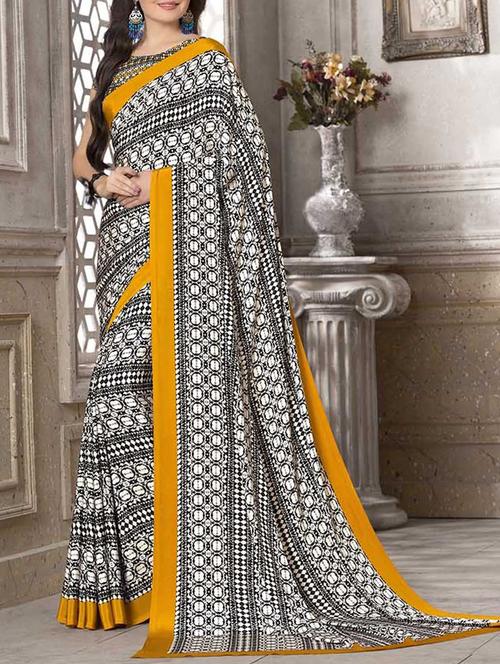 black printed saree - 12462066 -  Standard Image - 0