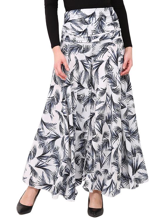 white printed polyester palazzo - 12462075 - Zoom Image - 0