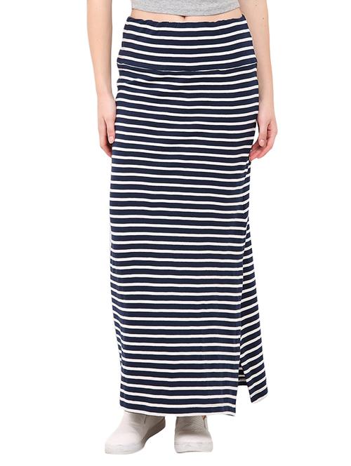 navy blue striped cotton maxi skirt - 12462080 -  Standard Image - 0