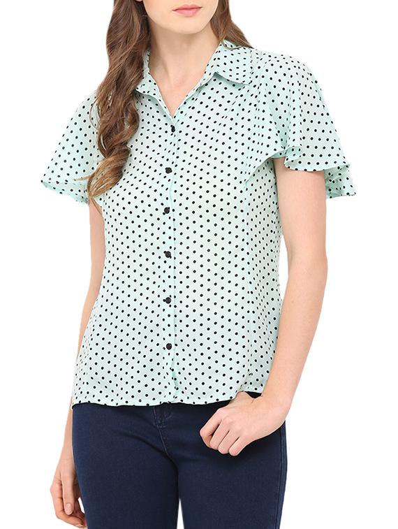 light blue polka dots printed polyester regular shirt - 12462092 - Zoom Image - 0