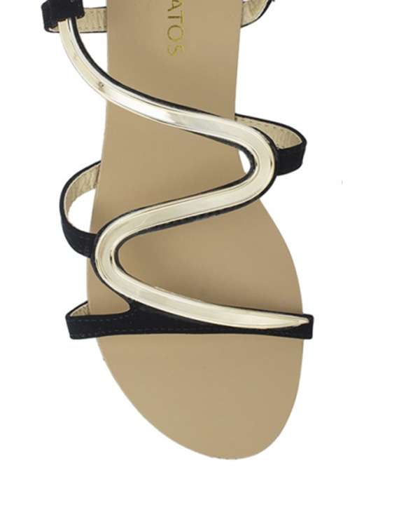 black faux leather back strap sandals - 12475422 -  Standard Image - 3