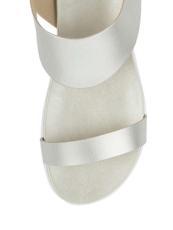gold leatherette back strap sandals - 12475427 -  Standard Image - 3